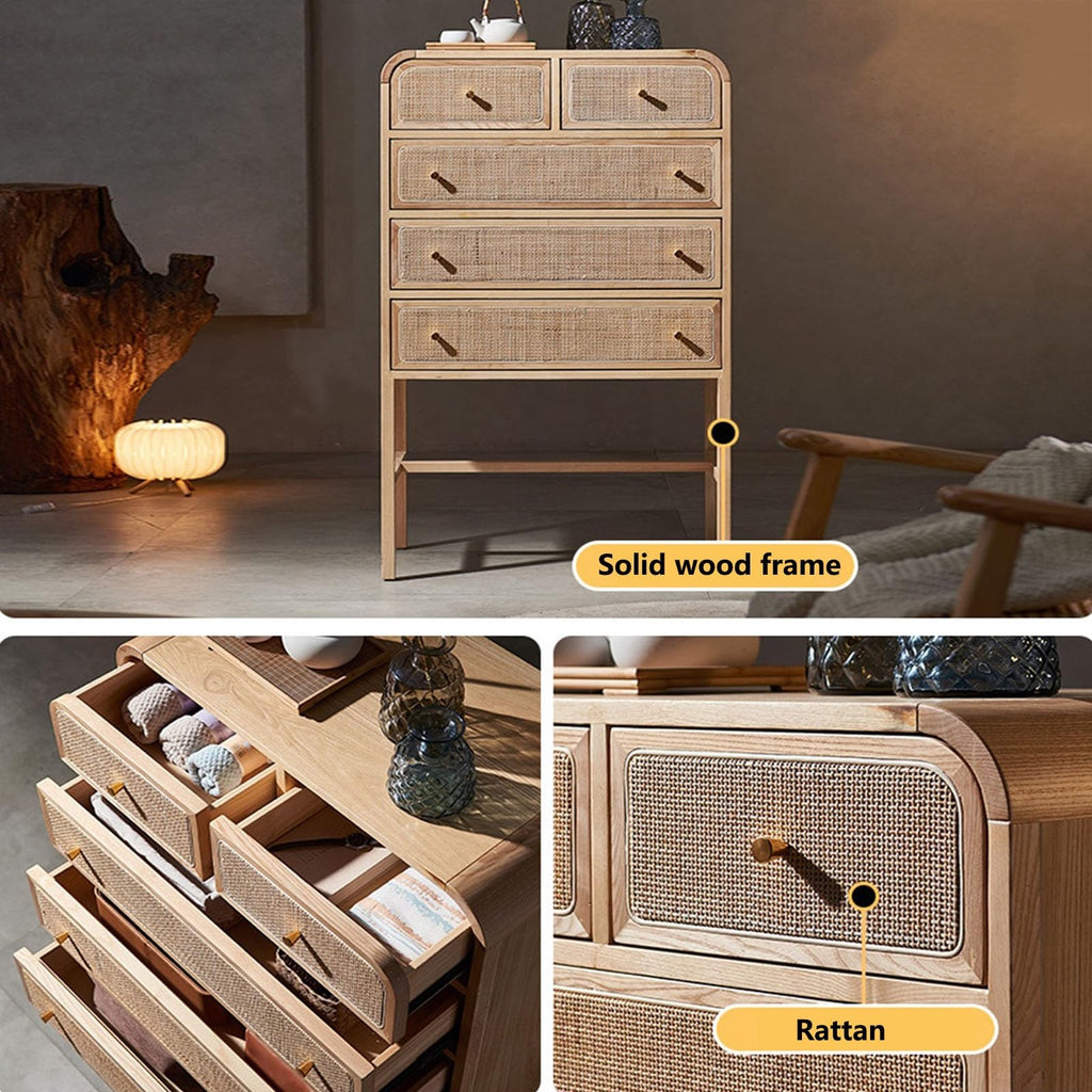Wooden Drawer Chest with Gold-Tone Handles