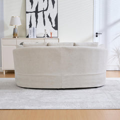 Curved Chenille Loveseat with Removable Cushions