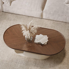 Wood-Grain Coffee Table, 1.3 x 0.7 m