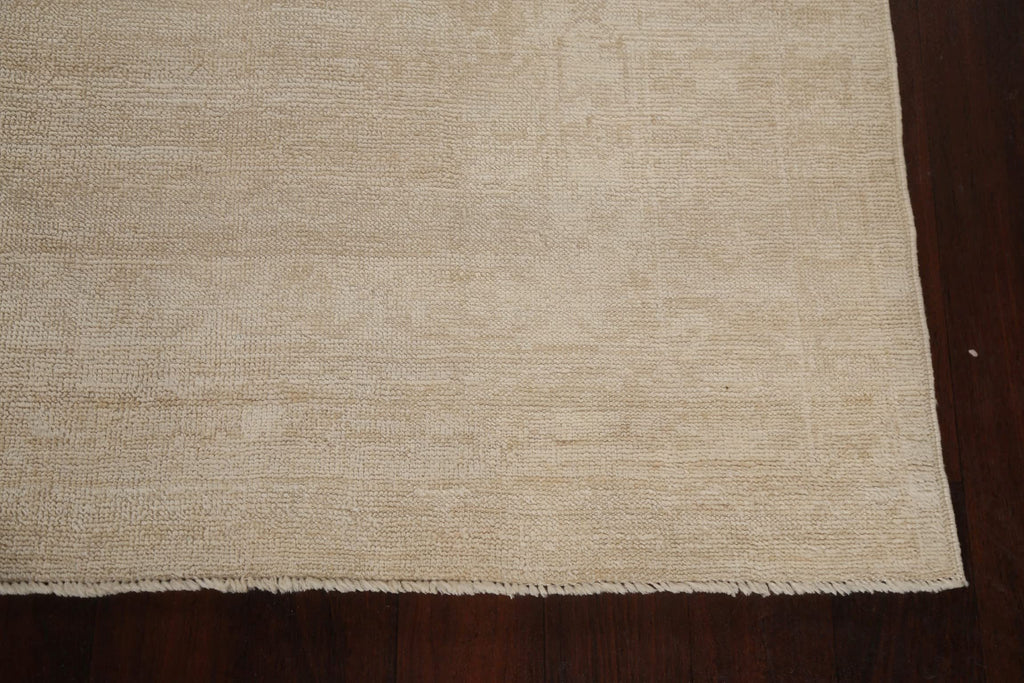 Beige Hand-Knotted Wool Rug, 300 x 254 cm
