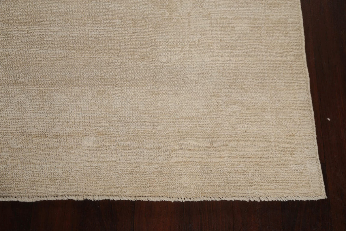 Beige Hand-Knotted Wool Rug, 300 x 254 cm
