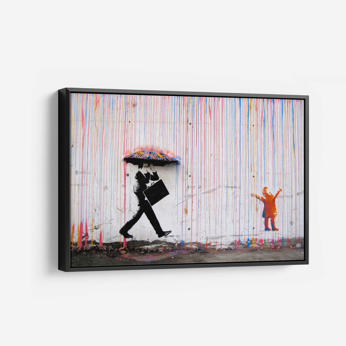 Colored Rain Framed Canvas Print, 40 x 60 in