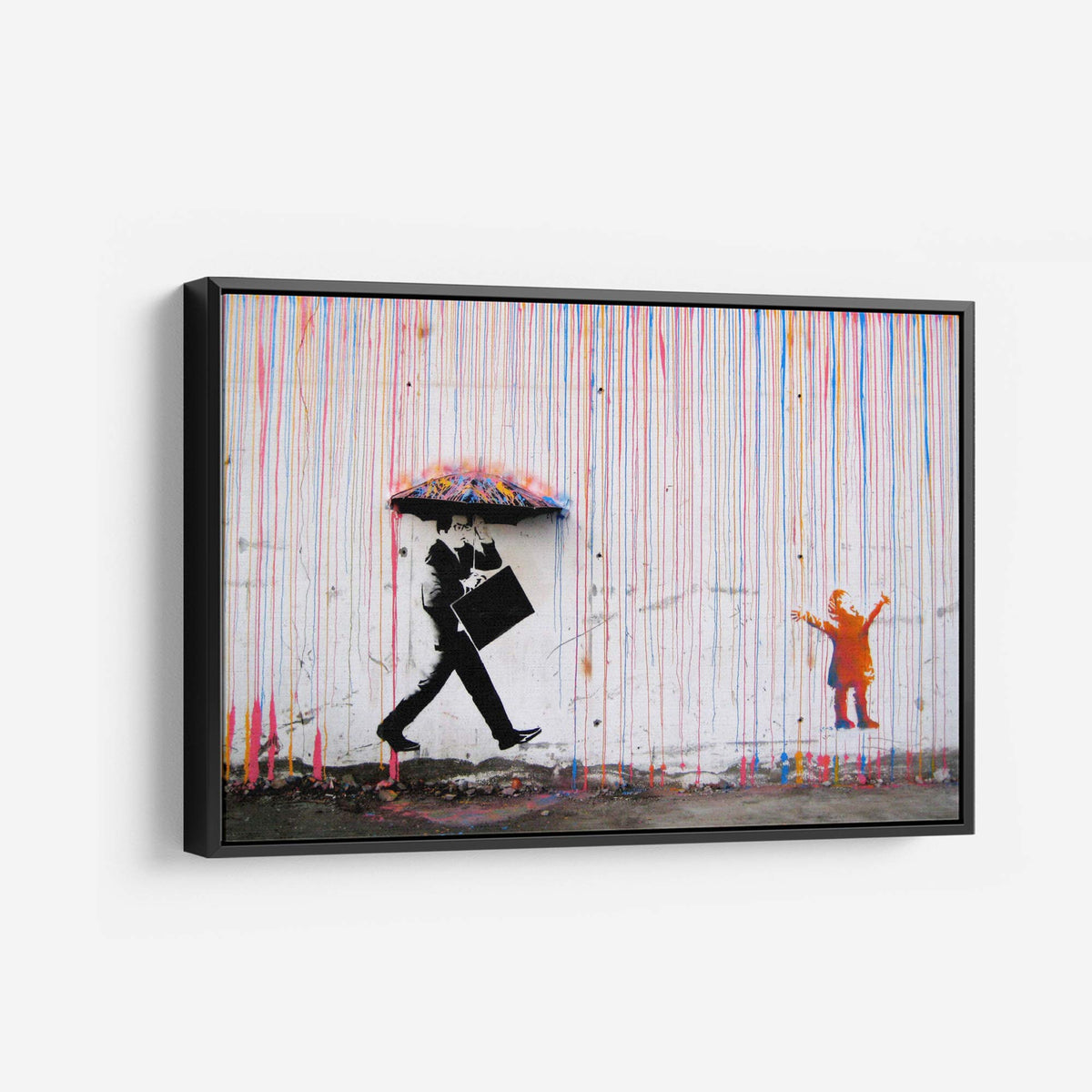 Colored Rain Framed Canvas Print, 40 x 60 in