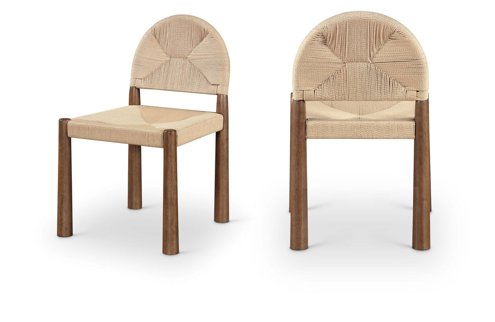 Woven Seagrass Wood Dining Chairs, Set of Two