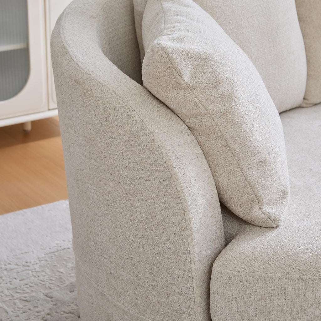 Curved Chenille Loveseat with Removable Cushions