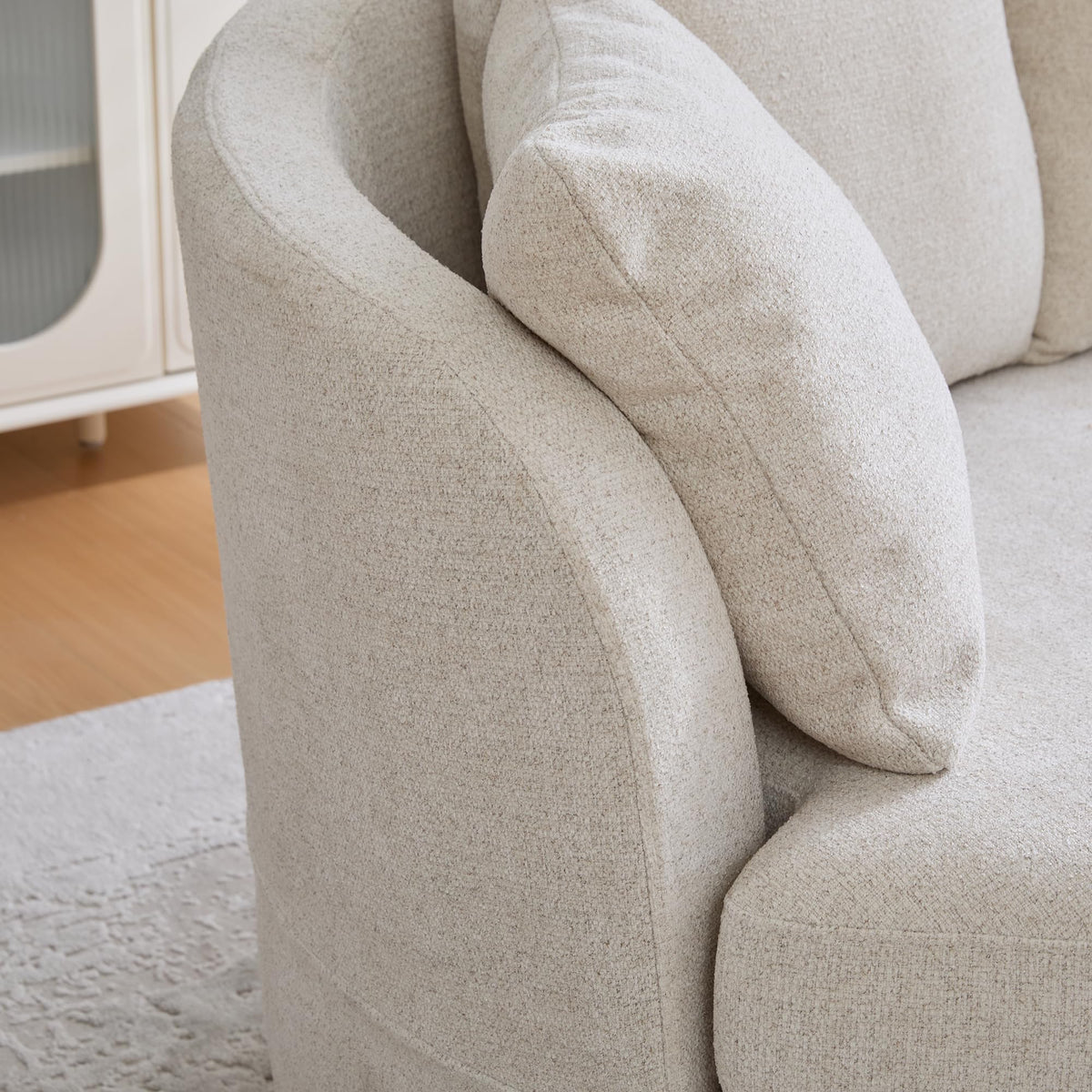 Curved Chenille Loveseat with Removable Cushions