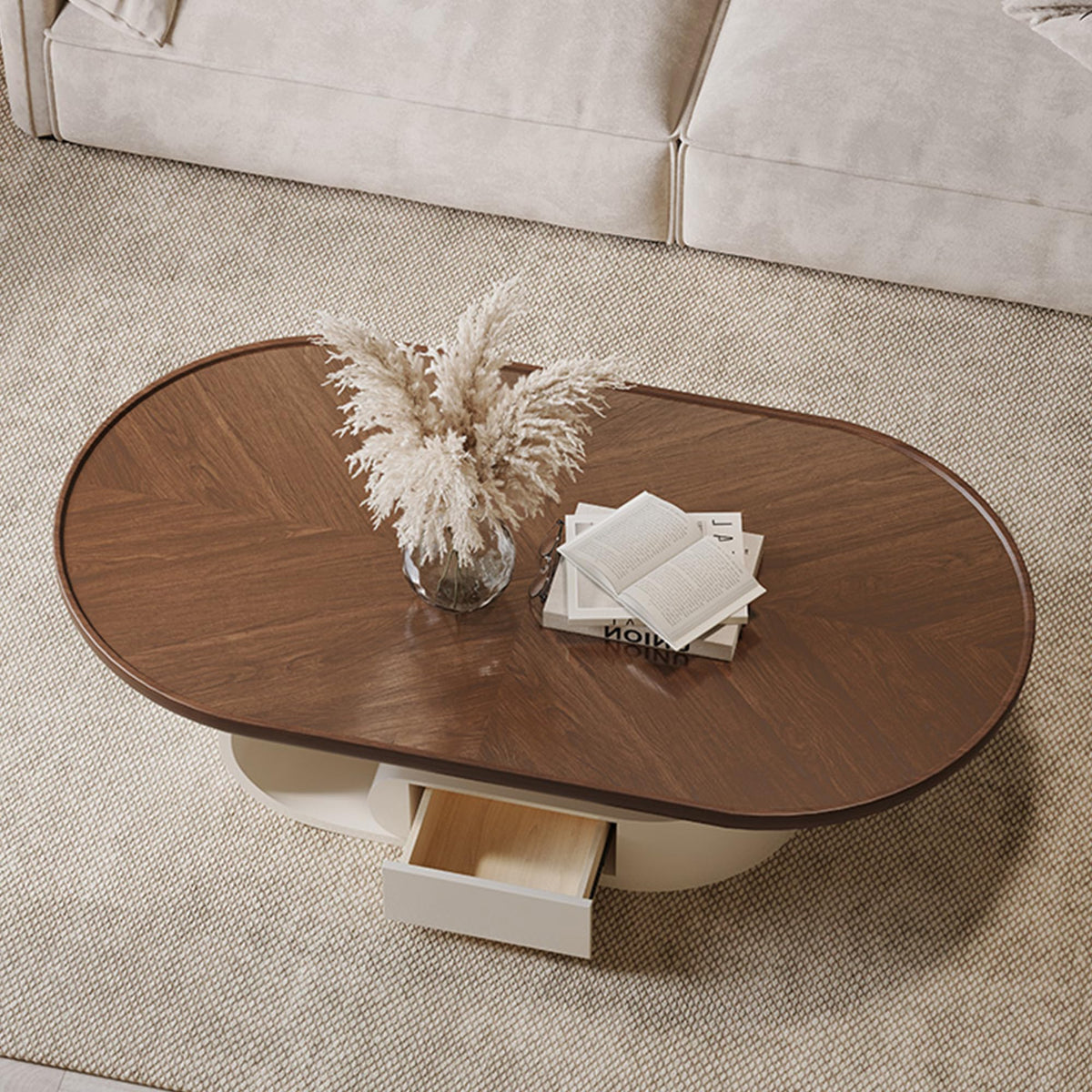 Wood-Grain Coffee Table, 1.3 x 0.7 m