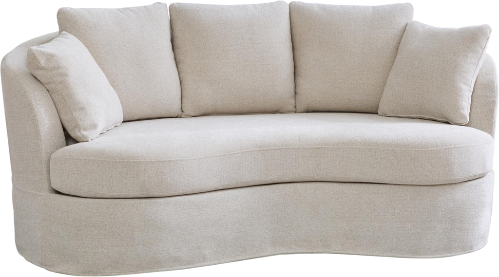 Curved Chenille Loveseat with Removable Cushions