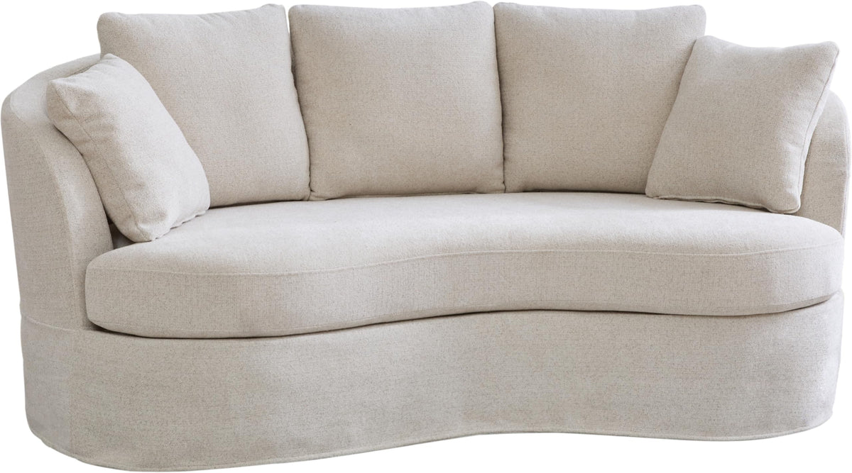 Curved Chenille Loveseat with Removable Cushions