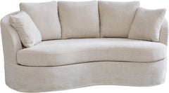 Curved Chenille Loveseat with Removable Cushions
