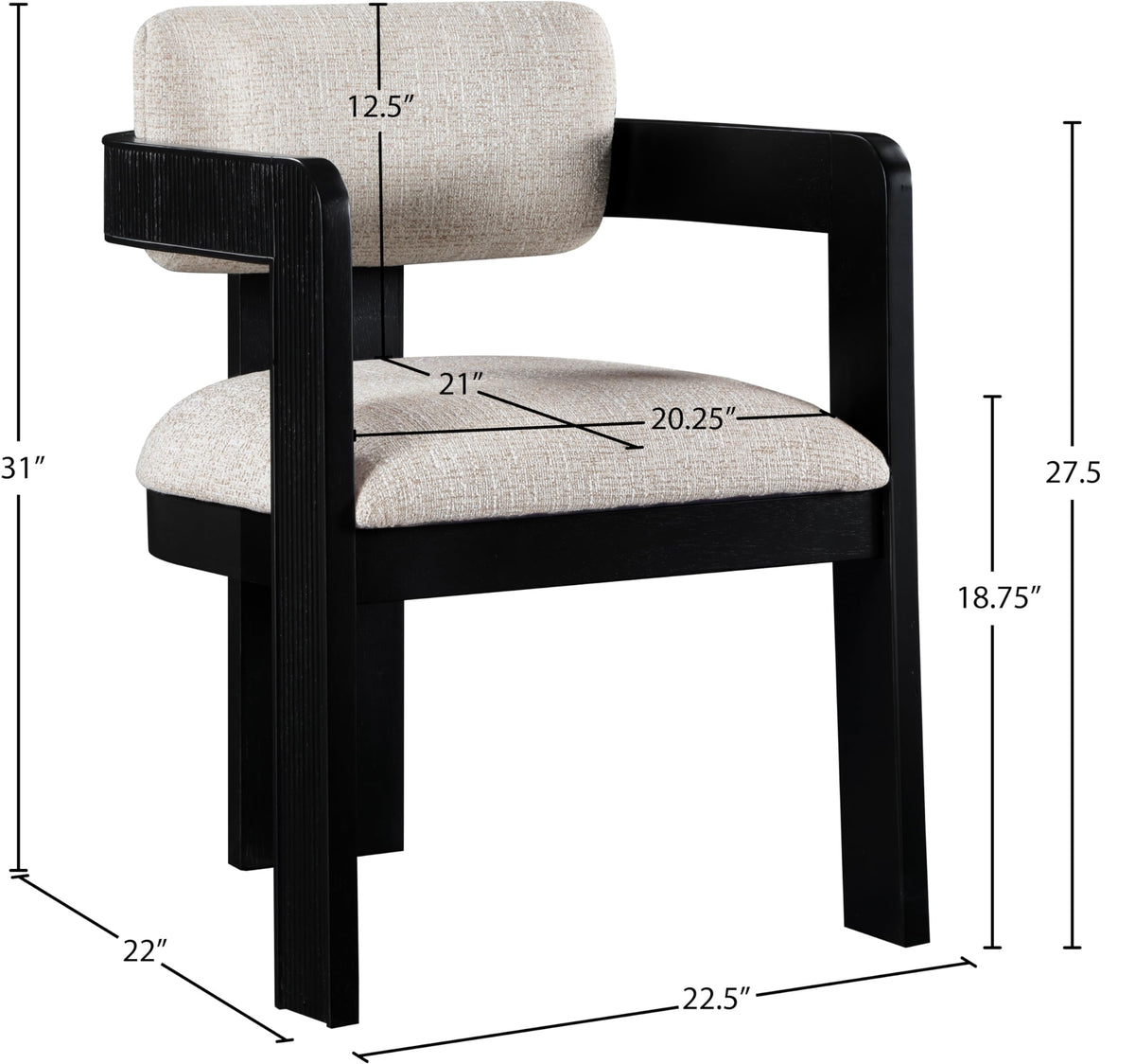 Upholstered Wood-Frame Dining Chairs, Set of Two