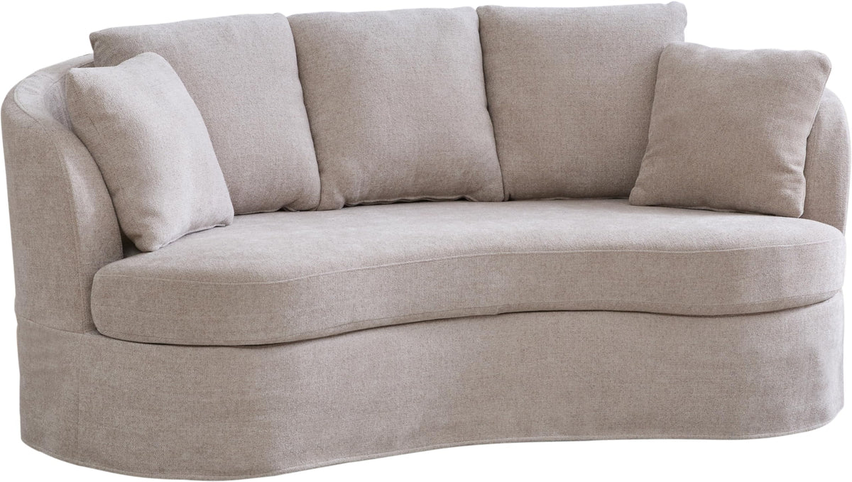 Curved Chenille Loveseat with Removable Cushions