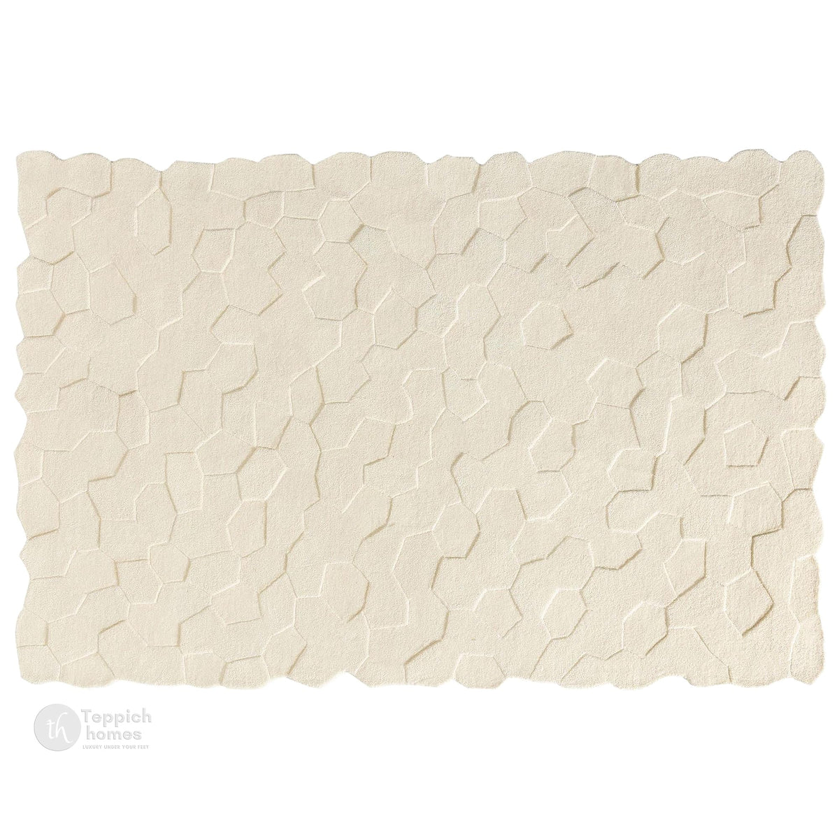 Cream Hand-Tufted Wool Rug with Pebble Texture