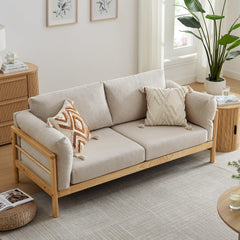 Upholstered Loveseat with Wooden Legs