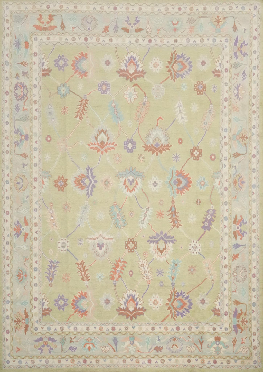 Hand-Knotted Transitional Wool Rug in Multiple Sizes