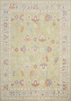Hand-Knotted Transitional Wool Rug in Multiple Sizes