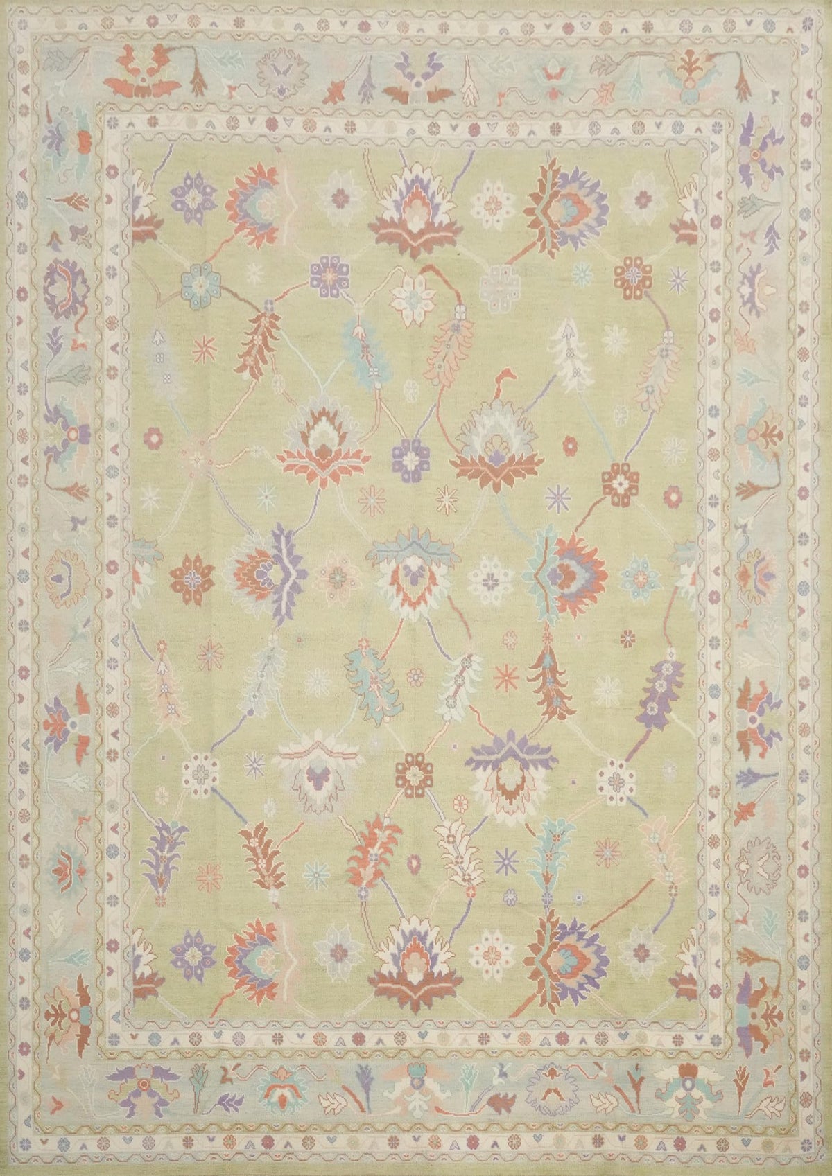Hand-Knotted Transitional Wool Rug in Multiple Sizes