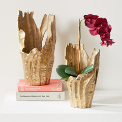 Gold Cast-Aluminum Sculptural Vase