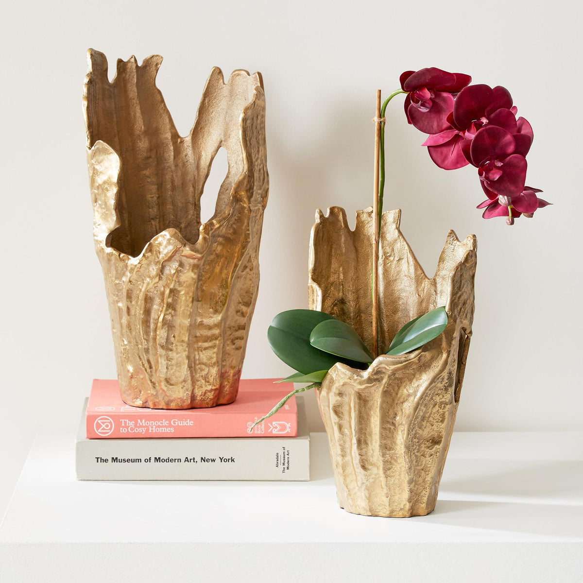 Gold Cast-Aluminum Sculptural Vase
