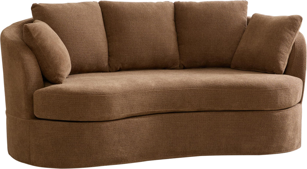 Curved Chenille Loveseat with Removable Cushions