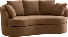 Curved Chenille Loveseat with Removable Cushions