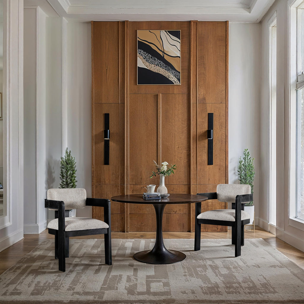 Upholstered Wood-Frame Dining Chairs, Set of Two