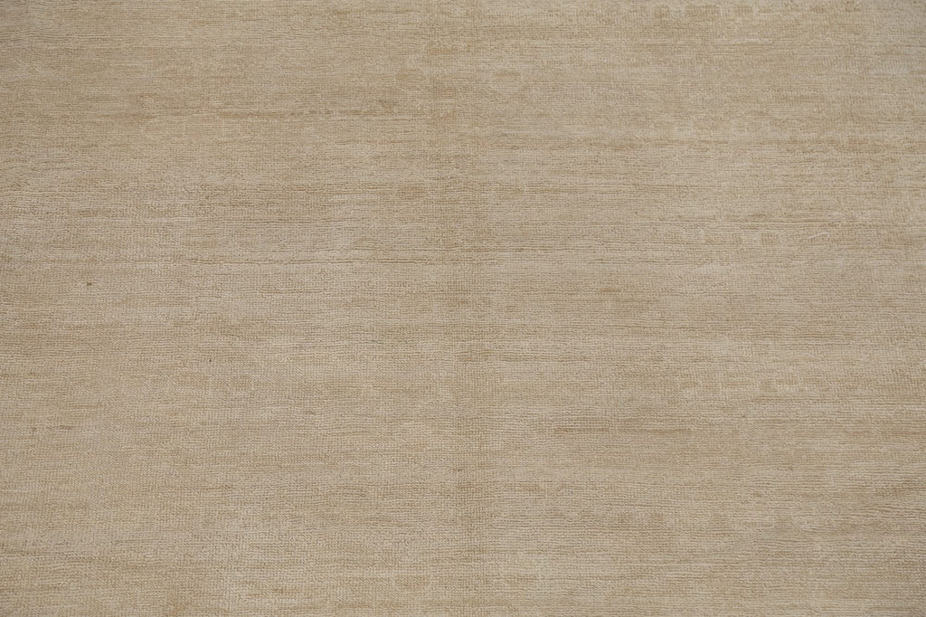 Beige Hand-Knotted Wool Rug, 300 x 254 cm