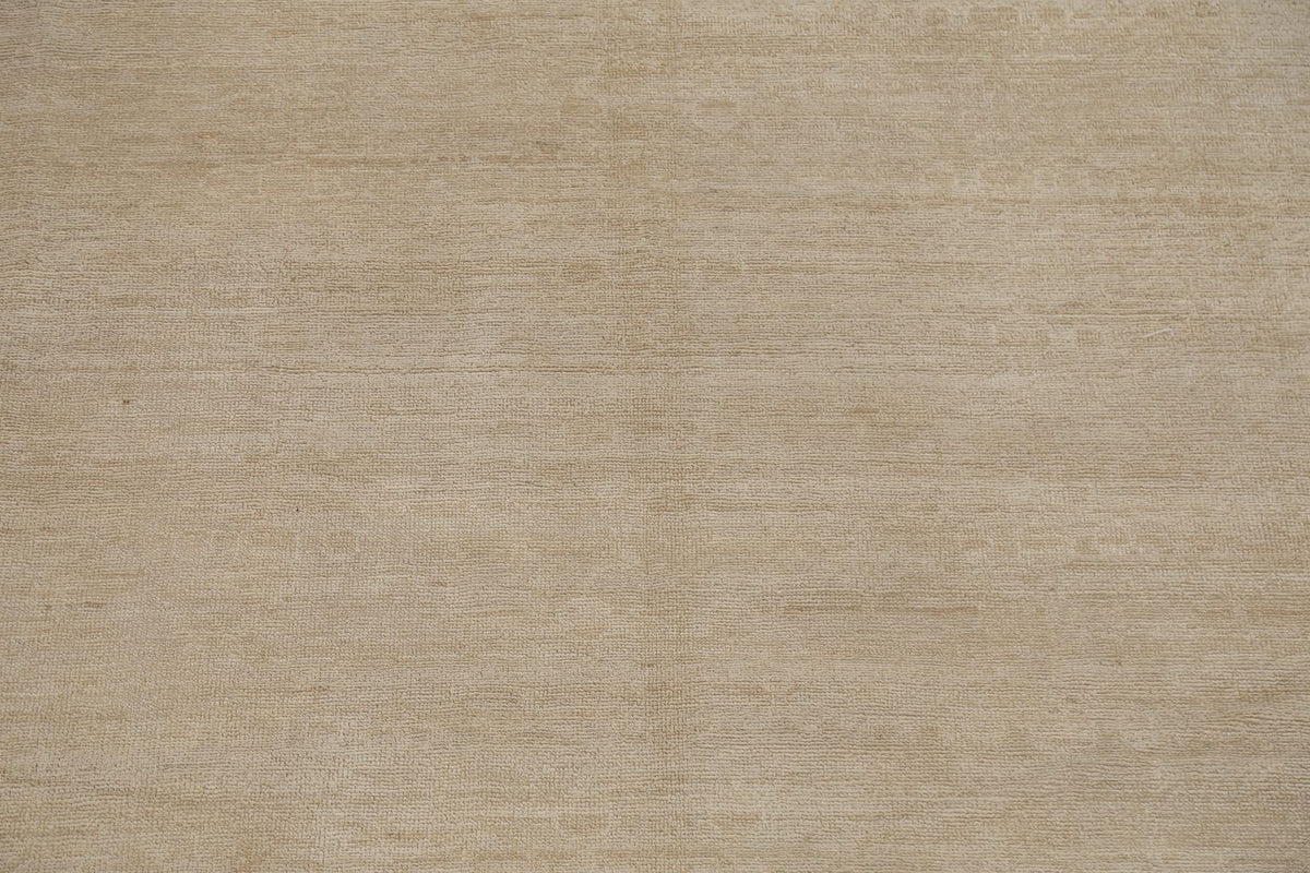 Beige Hand-Knotted Wool Rug, 300 x 254 cm